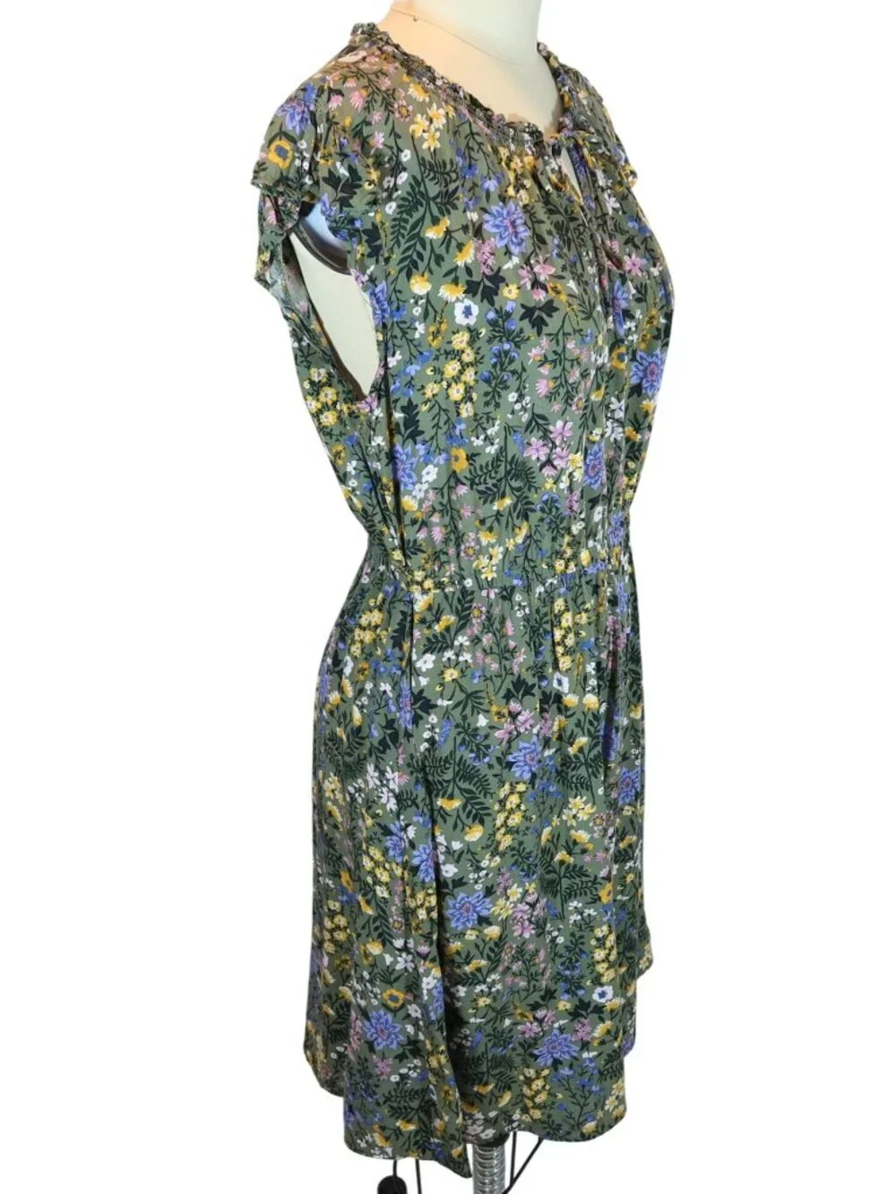 OLD NAVY Floral Flutter Sleeve A-Line Dress Size S Fairycore Boho Peasant - Picture 2 of 7